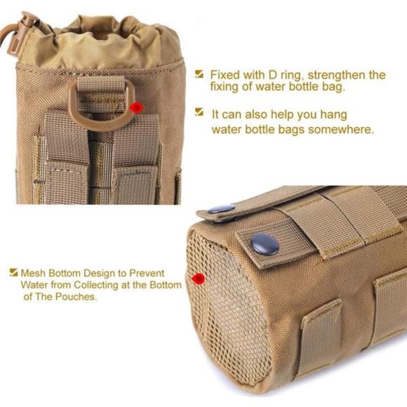 Sports Water Bottles Pouch Bag, Tactical Drawstring Molle Water Bottle Holder - Picture 4 of 6